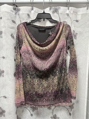 Axcess Pink, Black and Cream Cowl Neck Long Sleeve Top